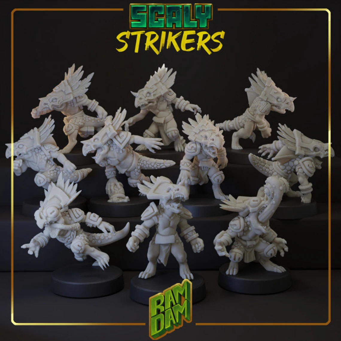 Scaly Strikers Lizardman fantasy Football Team - by Ramdam