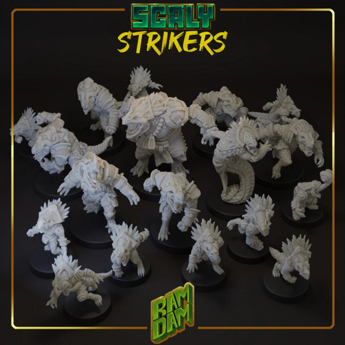 Scaly Strikers Lizardman fantasy Football Team - by Ramdam