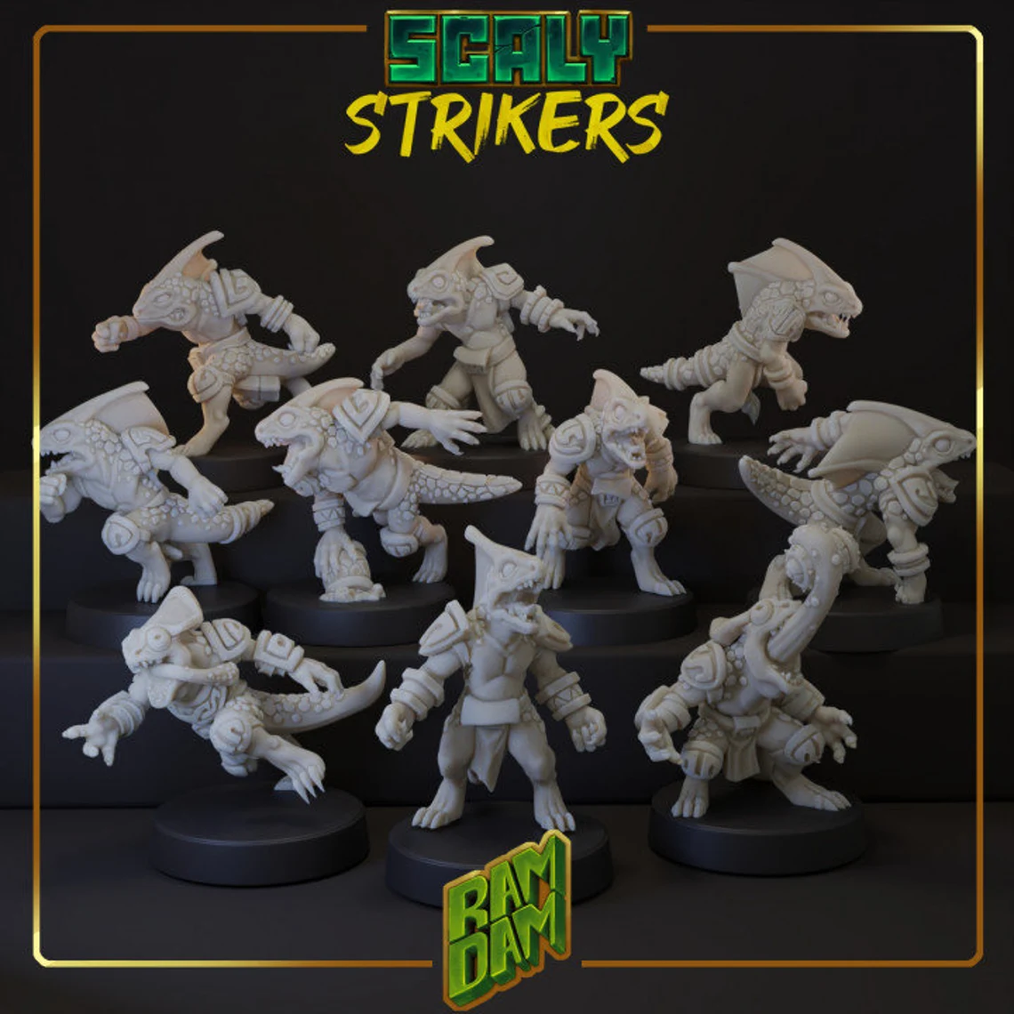 Scaly Strikers Lizardman fantasy Football Team - by Ramdam