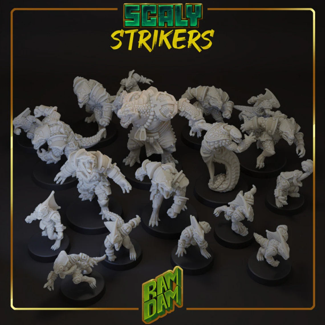 Scaly Strikers Lizardman fantasy Football Team - by Ramdam